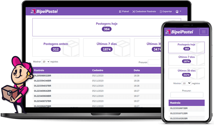 Bipei Postei - Sistema de Controle de Códigos de Rastreios